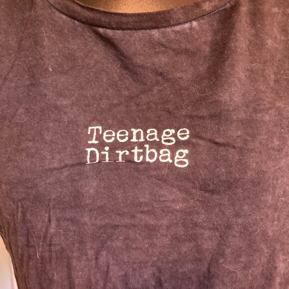 Bluenotes Teenage Dirtbag Acid Wash Crop Top with Lace - Picture 3 of 3